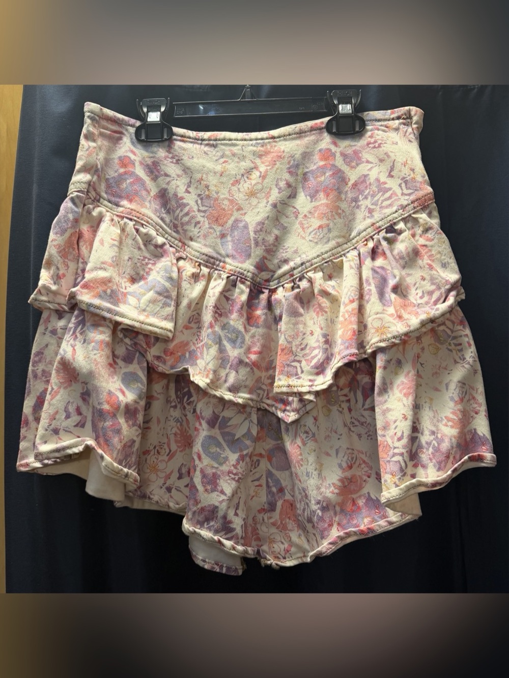 Pink Floral Tiered Skirt